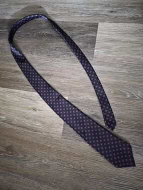 Black Tie with Red Geometric Motif - Men's Accessory